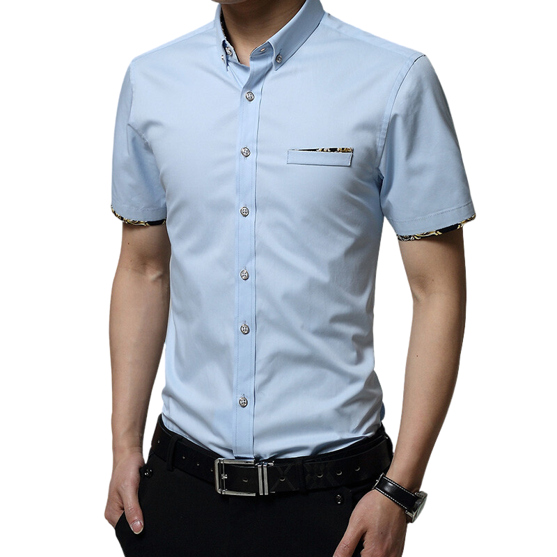 남성 드레스 셔츠 패션 반팔 비즈니스 사회 셔츠 남성 솔리드 컬러 버튼 다운 칼라 플러스 사이즈 작업 화이트 블랙 셔츠